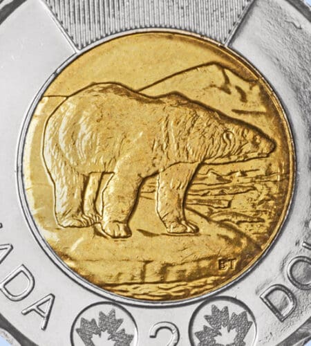 Which animal is pictured on the Canadian $2 coin?