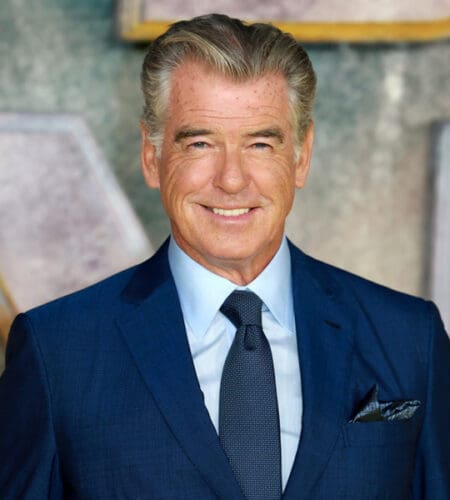 What is the first name of Pierce Brosnan’s second wife, whom he married in 2001?