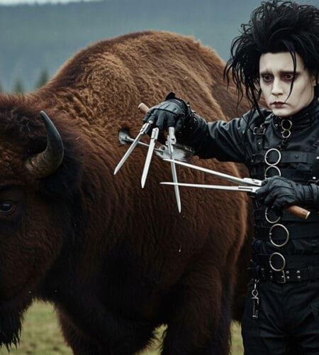How does Edward make the snow in the movie “Edward Scissorhands”?