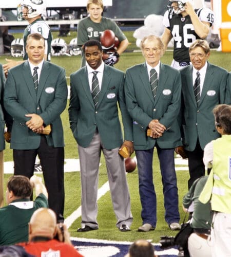 What uniform number did New York retire for NFL great Don Maynard?